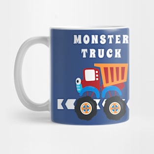 illustration of monster truck with cartoon style. Mug